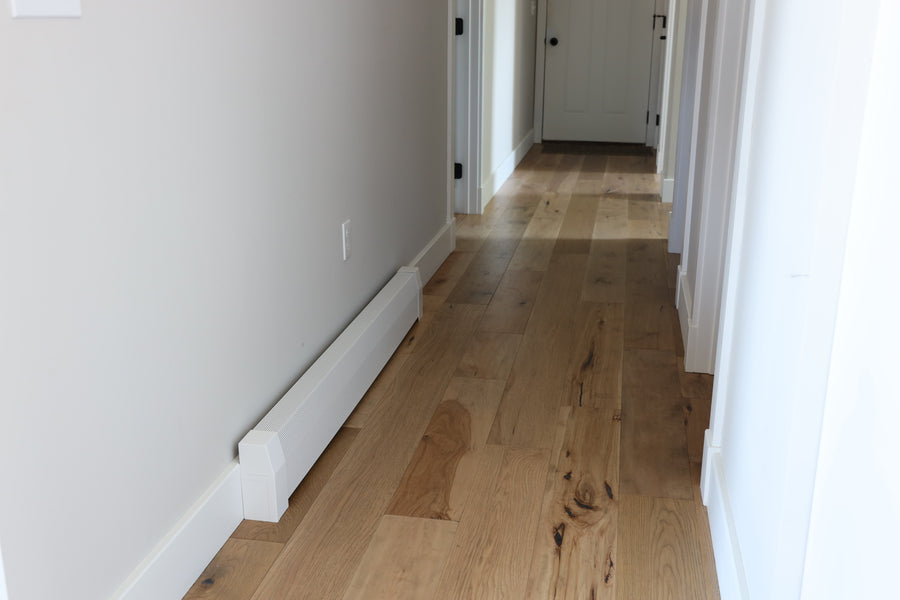 EZ Snap baseboard heater cover installed in a living room